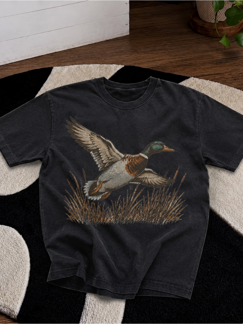 Mallard Duck Shirt, Vintage Nature Graphic Tee - Black Unisex